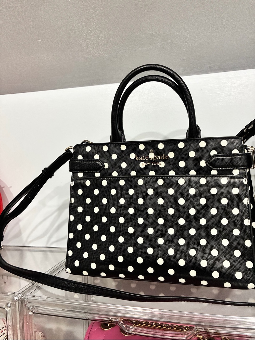 Kate Spade Staci Dot Dot Black and White Polka Dot Medium Satchel - Picture 7 of 10